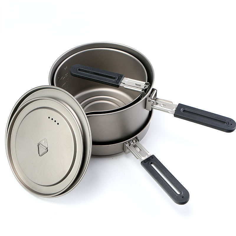 Camping Cooking Noodles - Brattopf, Kochtopf, reines Titan, tragbar, für