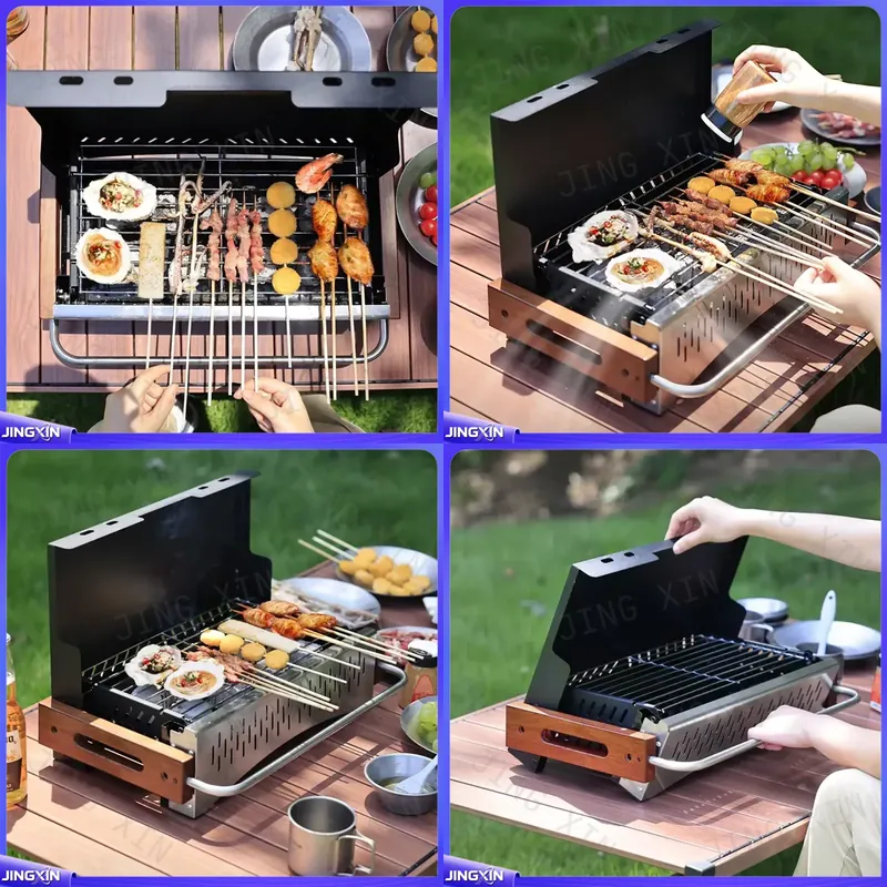 Camping Cooking Requirements - Maßgefertigter leichter klappbarer Holzkohlegrill aus Metall,