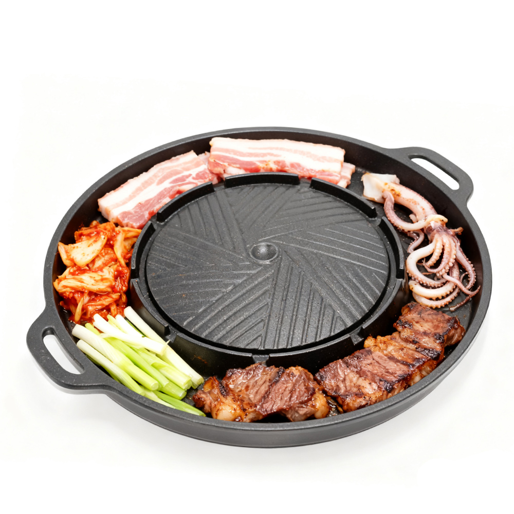 Camping Cooking Device - KOSUN Koreanische BBQ-Grillpfanne, 2-in-1, runde Grill-Sharing-Platte
