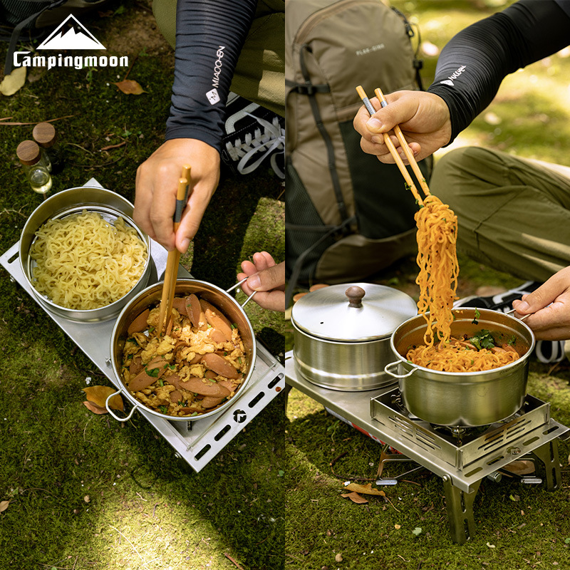 Camping Cooking Noodles - CAMPINGMOON S371 Gewächshaus-Topf mit Dampfgarer, doppelt