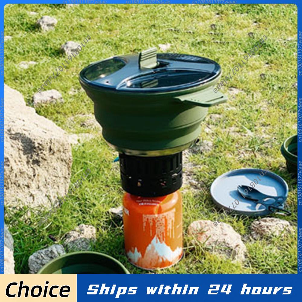Camping Cooking Open Fire - Faltbarer tragbarer Camping-Kochtopf mit Griff, offener