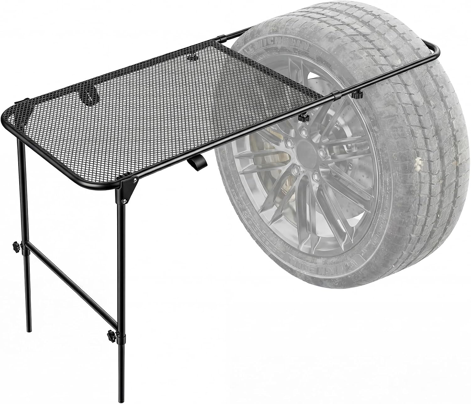 Camping Cooking Requirements - Fahrzeugreifenmontierter Stahl-Campingtisch, höhenverstellbarer & klappbarer Autoreifen-Esstisch