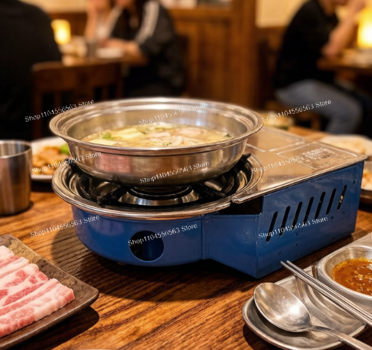 Camping Cooking Canister - Tragbarer Gaskocher mit Gasbehälter für Koreanisches