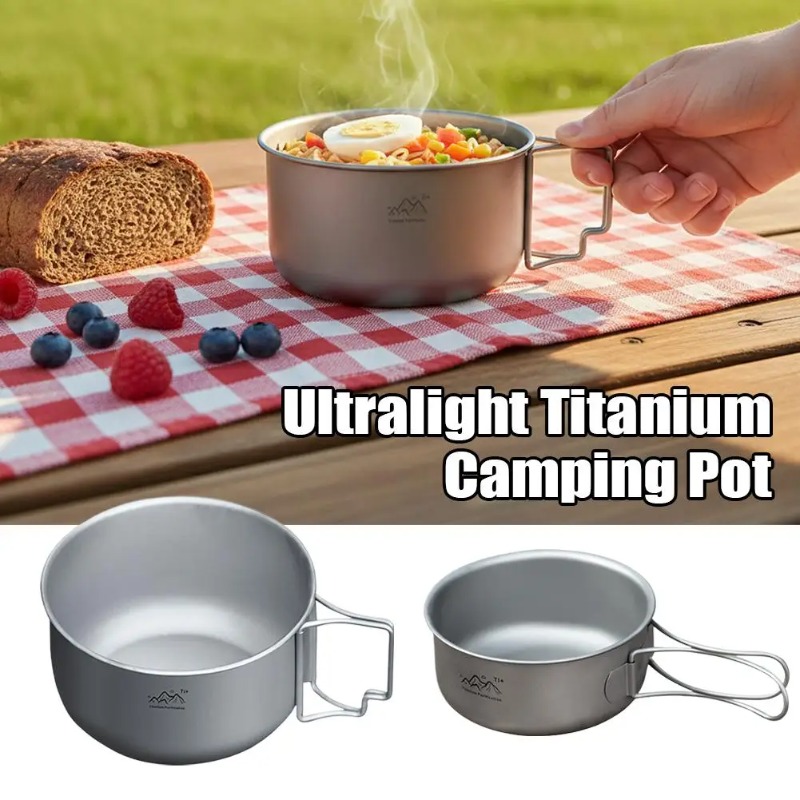Camping Cooking Noodles - Ultraleichter Titan-Campingtopf, faltbar, tragbar, für Picknick,