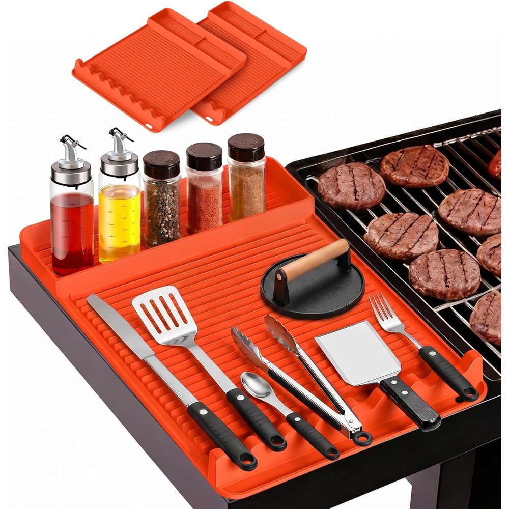 Camping Cooking Tools - Hitzebeständige Silikon-Grillmatte - 16x11,5'' Rutschfeste BBQ-Unterlage,