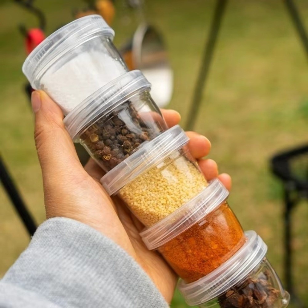 Spice Kit Compact - Tragbares Camping-Gewürzset 5 Flaschen Behältertasche Gewürzflaschen